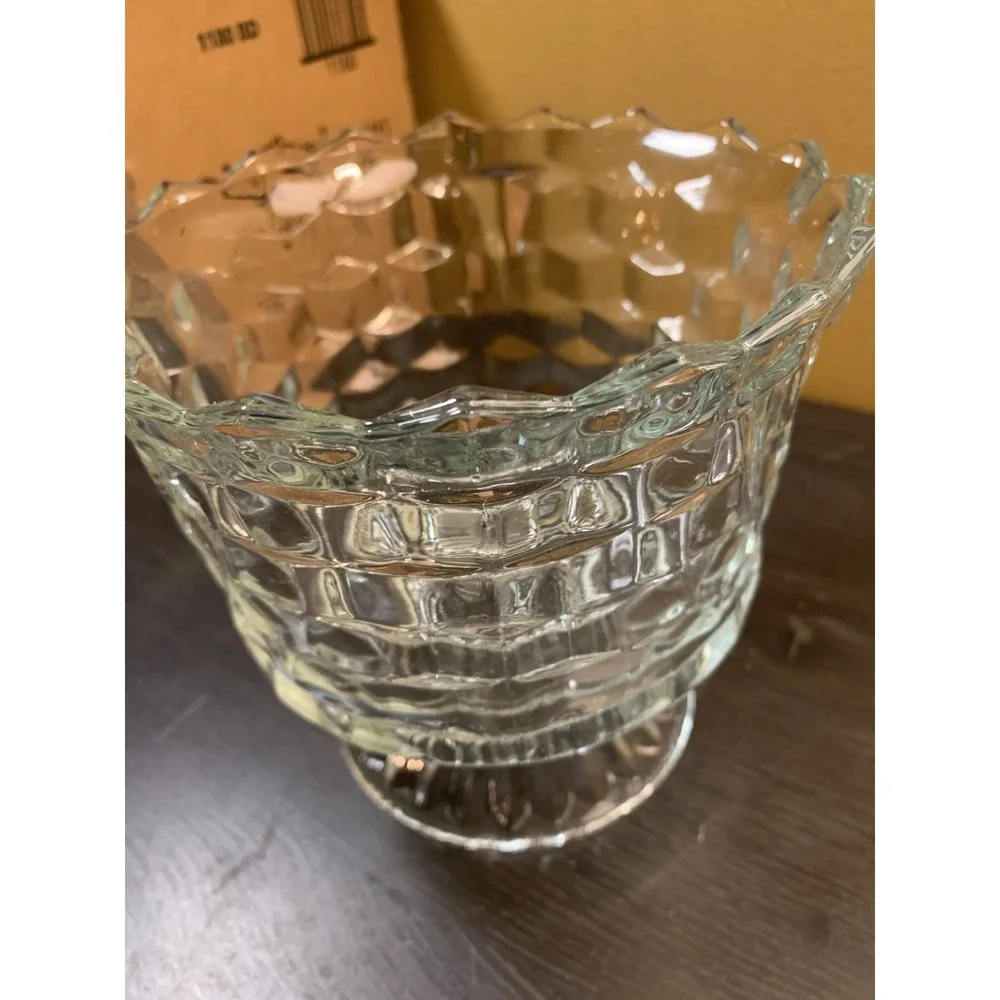 Vintage Homco Lady Love Compote Clear Glass Covered Candy‎ Dish 8